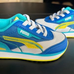 Puma Kids Sneakers in Blue, Yellow, and White